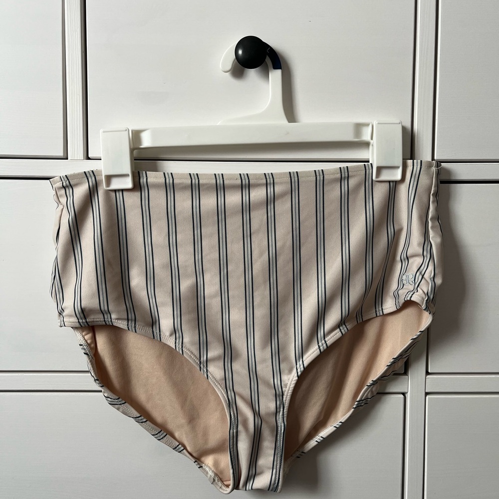 Albion Striped Bikini Bottoms - Cream and Black